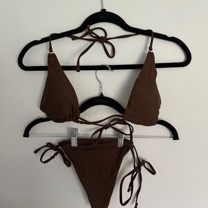 Brown string bikini set